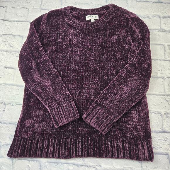 Orvis Crew Neck Chenille Sweater Purple size Small Women's Cozy Soft Long Sleeve - Picture 1 of 8